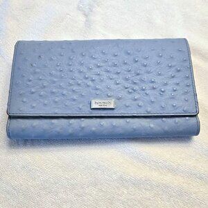 Kate Spade New York Light Blue Riverside Street Ostrich Trifold Wallet